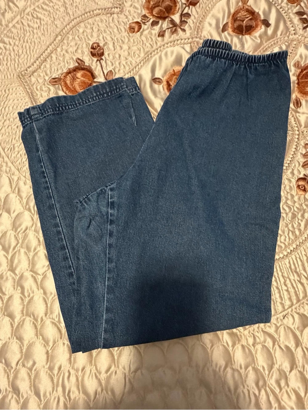 Tanjay Petite Tencel Blend Pull-On Denim Pants Elastic Waist Size 12P
